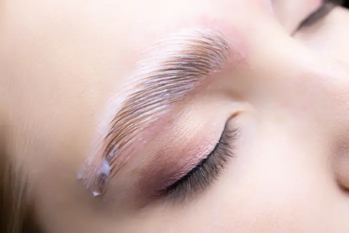 Picture of an eyebrow getting permed